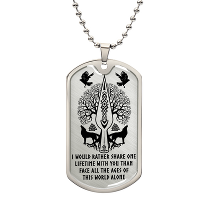 Viking Dog Tag Necklace – “One Lifetime With You” Custom Engraved Pendant 42