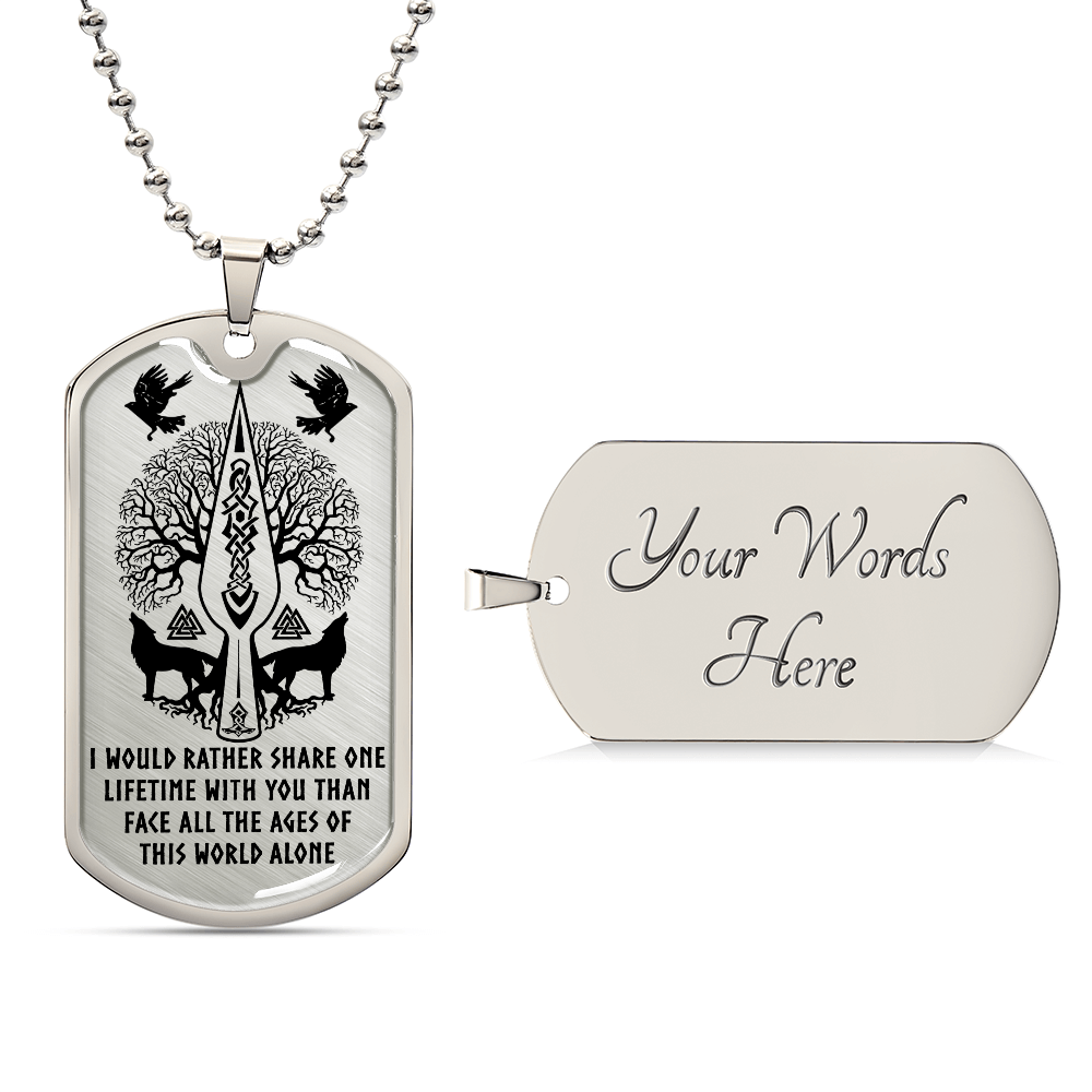 Viking Dog Tag Necklace – “One Lifetime With You” Custom Engraved Pendant 42