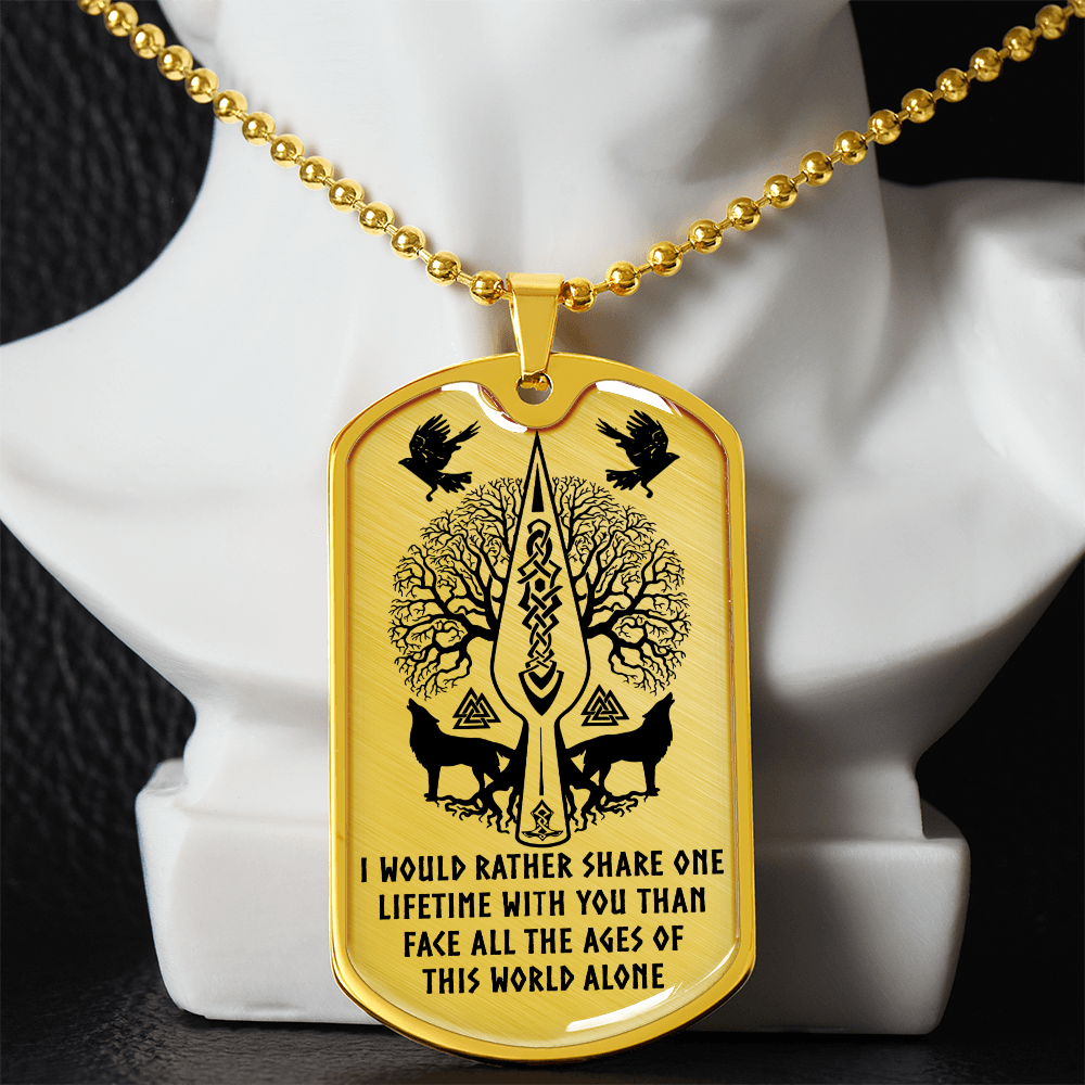 Viking Dog Tag Necklace – “One Lifetime With You” Custom Engraved Pendant 42