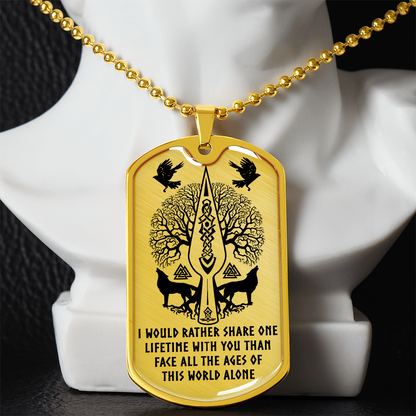 Viking Dog Tag Necklace – “One Lifetime With You” Custom Engraved Pendant 42