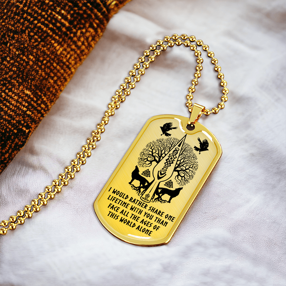 Viking Dog Tag Necklace – “One Lifetime With You” Custom Engraved Pendant 42