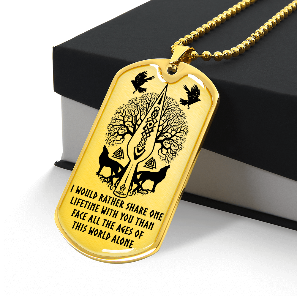 Viking Dog Tag Necklace – “One Lifetime With You” Custom Engraved Pendant 42