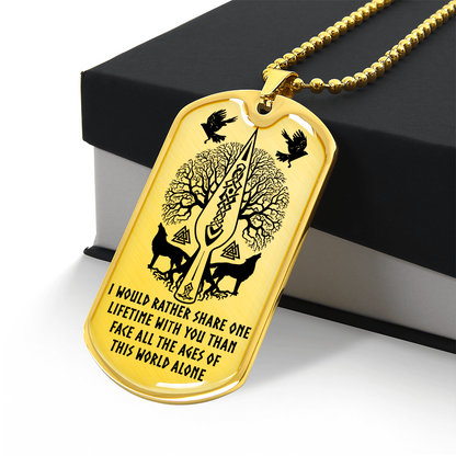 Viking Dog Tag Necklace – “One Lifetime With You” Custom Engraved Pendant 42