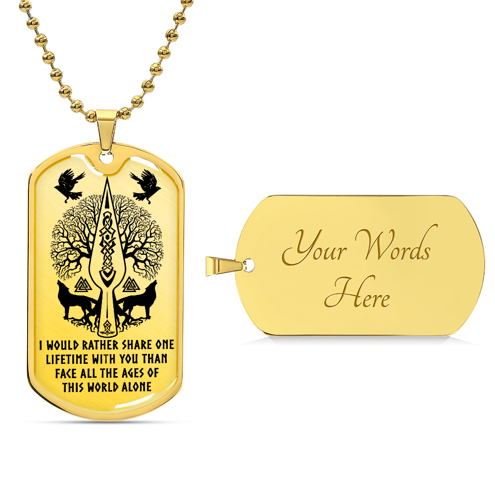Viking Dog Tag Necklace – “One Lifetime With You” Custom Engraved Pendant 42