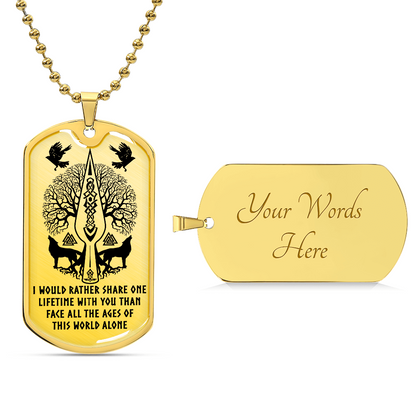 Viking Dog Tag Necklace – “One Lifetime With You” Custom Engraved Pendant 42
