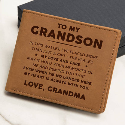 To My Grandson - My love and care - Leather Wallet 06lw