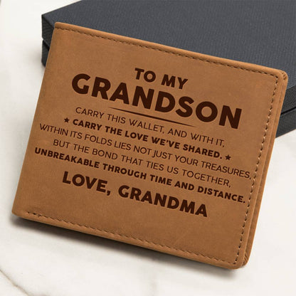 To My Grandson - Carry the love we've shared  - Leather Wallet 05lw