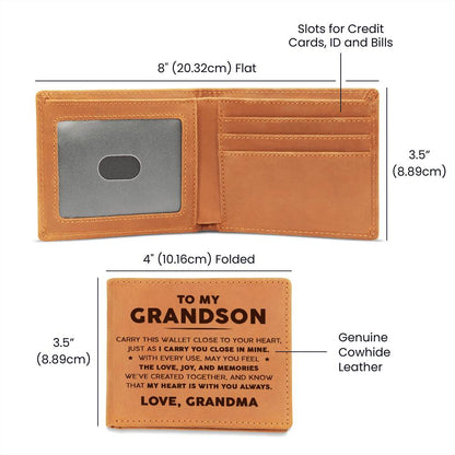To My Grandson - My Heart Is With You Always - Leather Walelt 08lw
