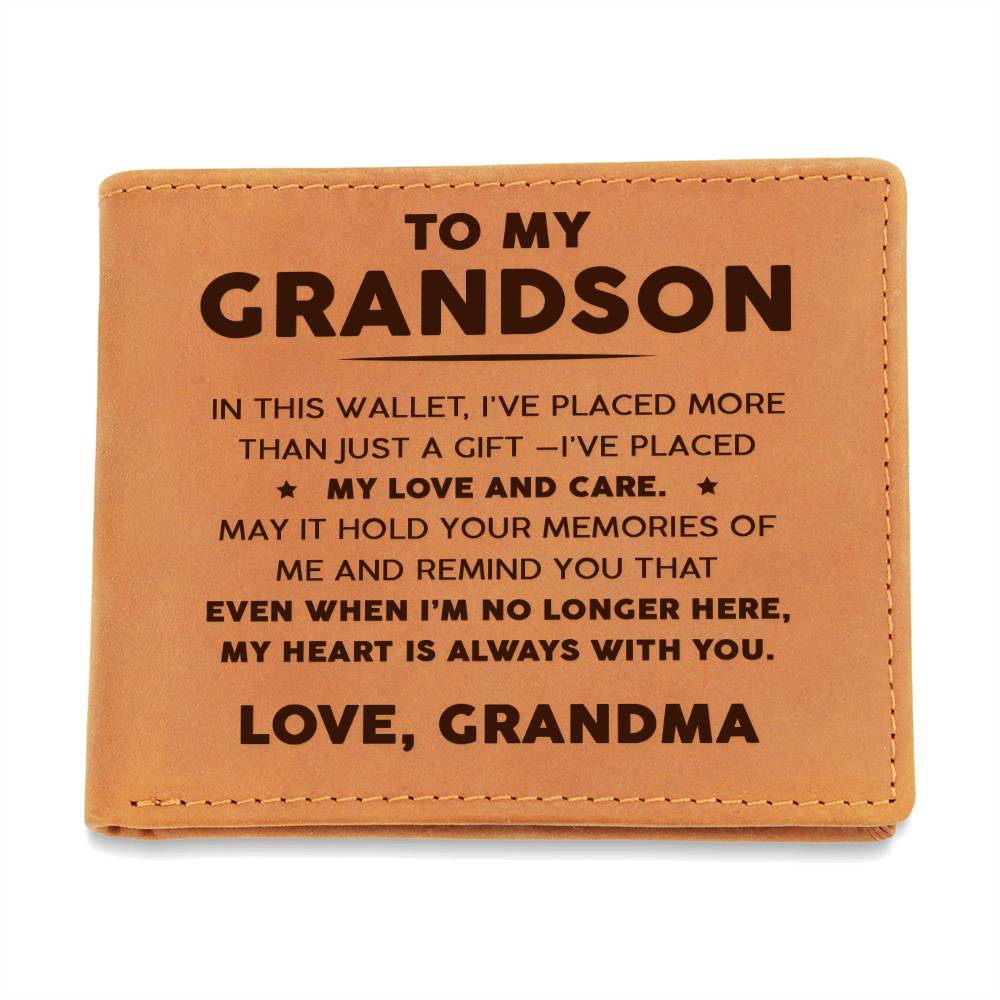 To My Grandson - My love and care - Leather Wallet 06lw