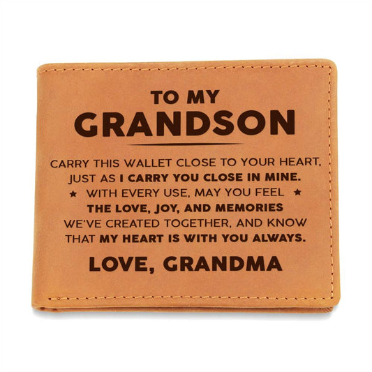 To My Grandson - My Heart Is With You Always - Leather Walelt 08lw