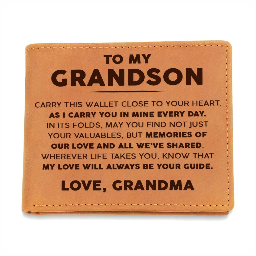 To My Grandson - I carry you in mine everyday - Leather Wallet 02lw