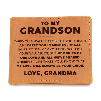 To My Grandson - I carry you in mine everyday - Leather Wallet 02lw