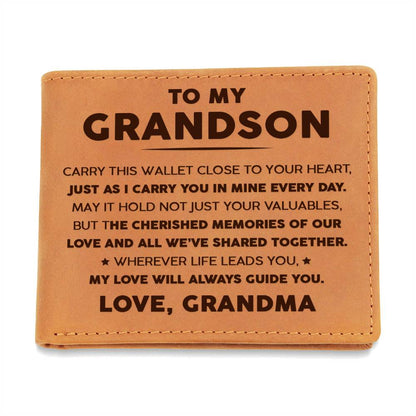 To My Grandson - The Cherished Memories of Our Love - Leather Wallet 16lw