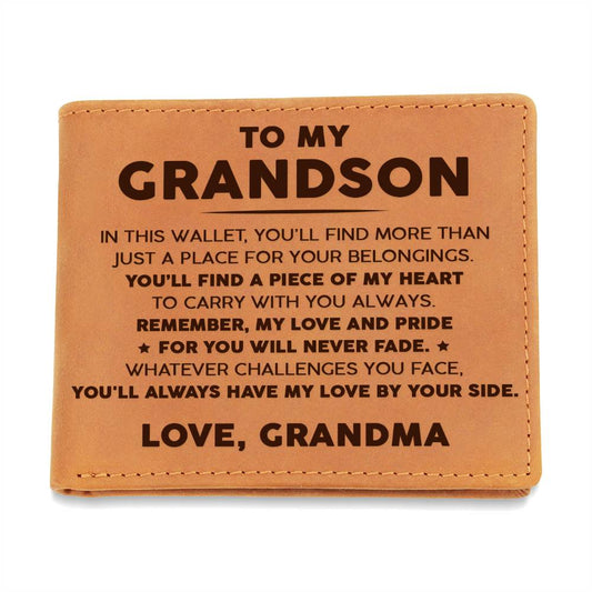 To My Grandson - My Love And Pride For You Will Never Fade - Leather Wallet 12lw