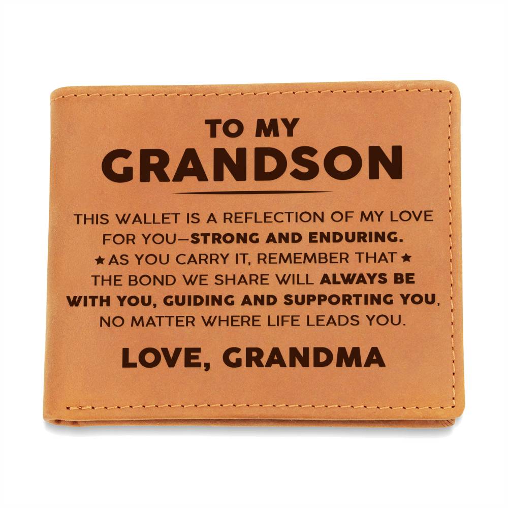 To My Grandson - Strong and Enduring - Leather Wallet 07lw