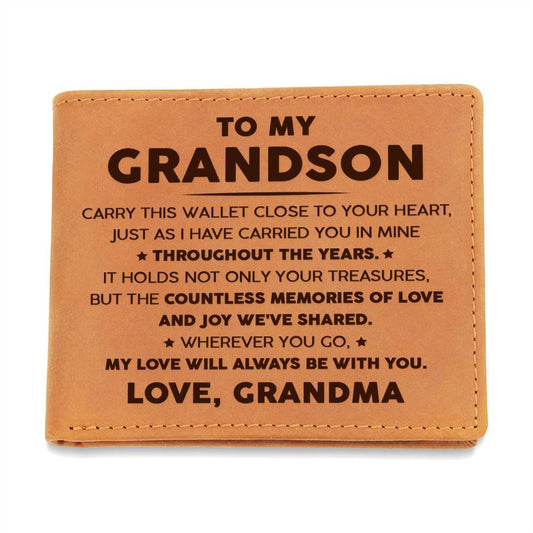 To My Grandson - Wherever you go, my love will always be with you - Leather Wallet 21lw