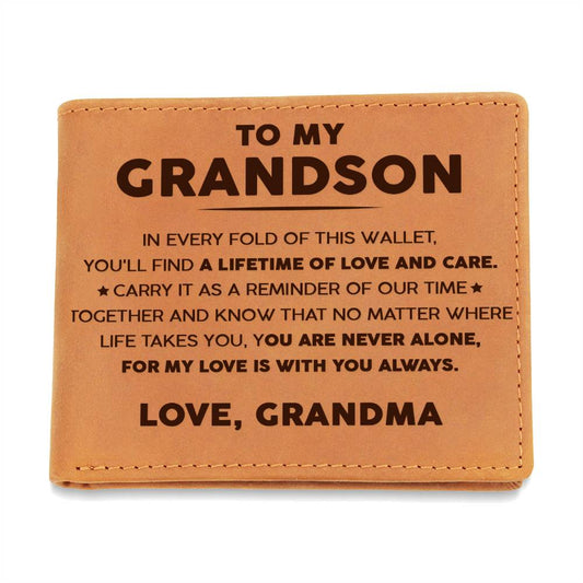 To My Grandson - A Lifetime of Love and Caring - Leather Wallet 15lw