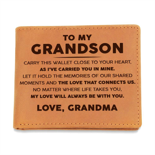 To My Grandson - The Love That Connects Us - Leather Wallet 22lw