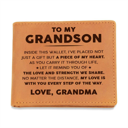 To My Grandson - A piece of my heart - Leather Wallet 03lw