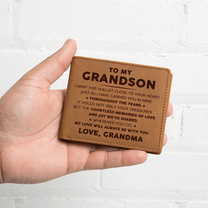 To My Grandson - Wherever you go, my love will always be with you - Leather Wallet 21lw