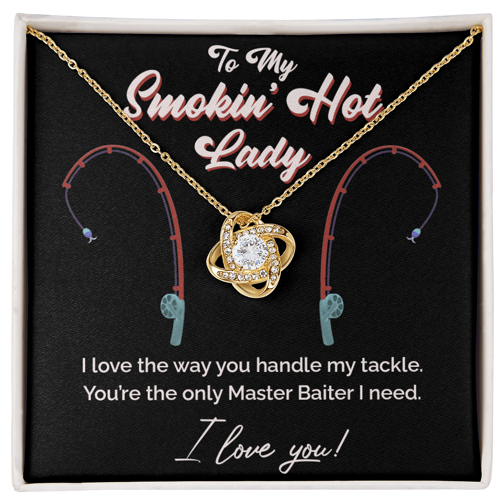 "Master Baiter" Smokin' Hot Lady Love Knot Necklace – Fun Fishing Gift for Her 138