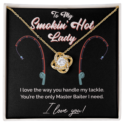 "Master Baiter" Smokin' Hot Lady Love Knot Necklace – Fun Fishing Gift for Her 138