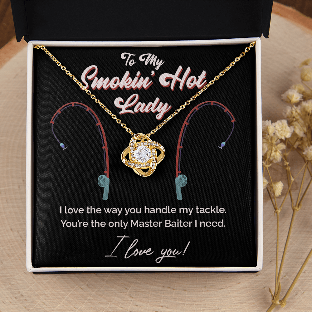 "Master Baiter" Smokin' Hot Lady Love Knot Necklace – Fun Fishing Gift for Her 138