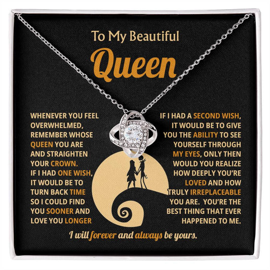To My Beautiful Queen - You're loved and truly irreplaceable - Love Knot Necklace 91jv4