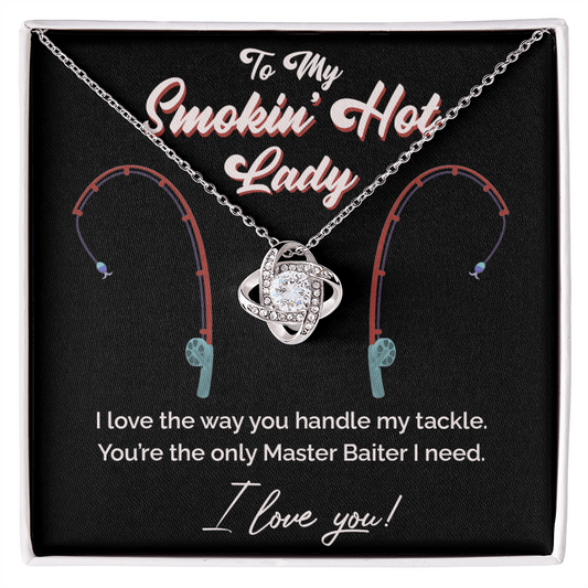 "Master Baiter" Smokin' Hot Lady Love Knot Necklace – Fun Fishing Gift for Her 138