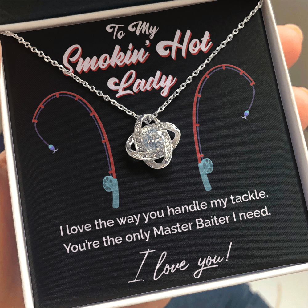 "Master Baiter" Smokin' Hot Lady Love Knot Necklace – Fun Fishing Gift for Her 138