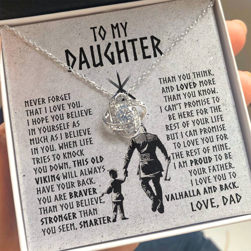 To My Daughter - This Old Viking will always have your back - Love Knot Necklace 19