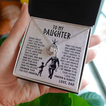 To My Daughter - This Old Man will always have your back - Love Knot Necklace 18