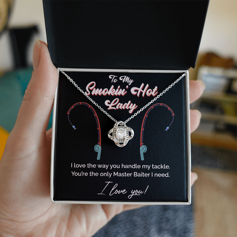 "Master Baiter" Smokin' Hot Lady Love Knot Necklace – Fun Fishing Gift for Her 138