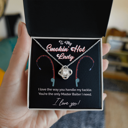 "Master Baiter" Smokin' Hot Lady Love Knot Necklace – Fun Fishing Gift for Her 138