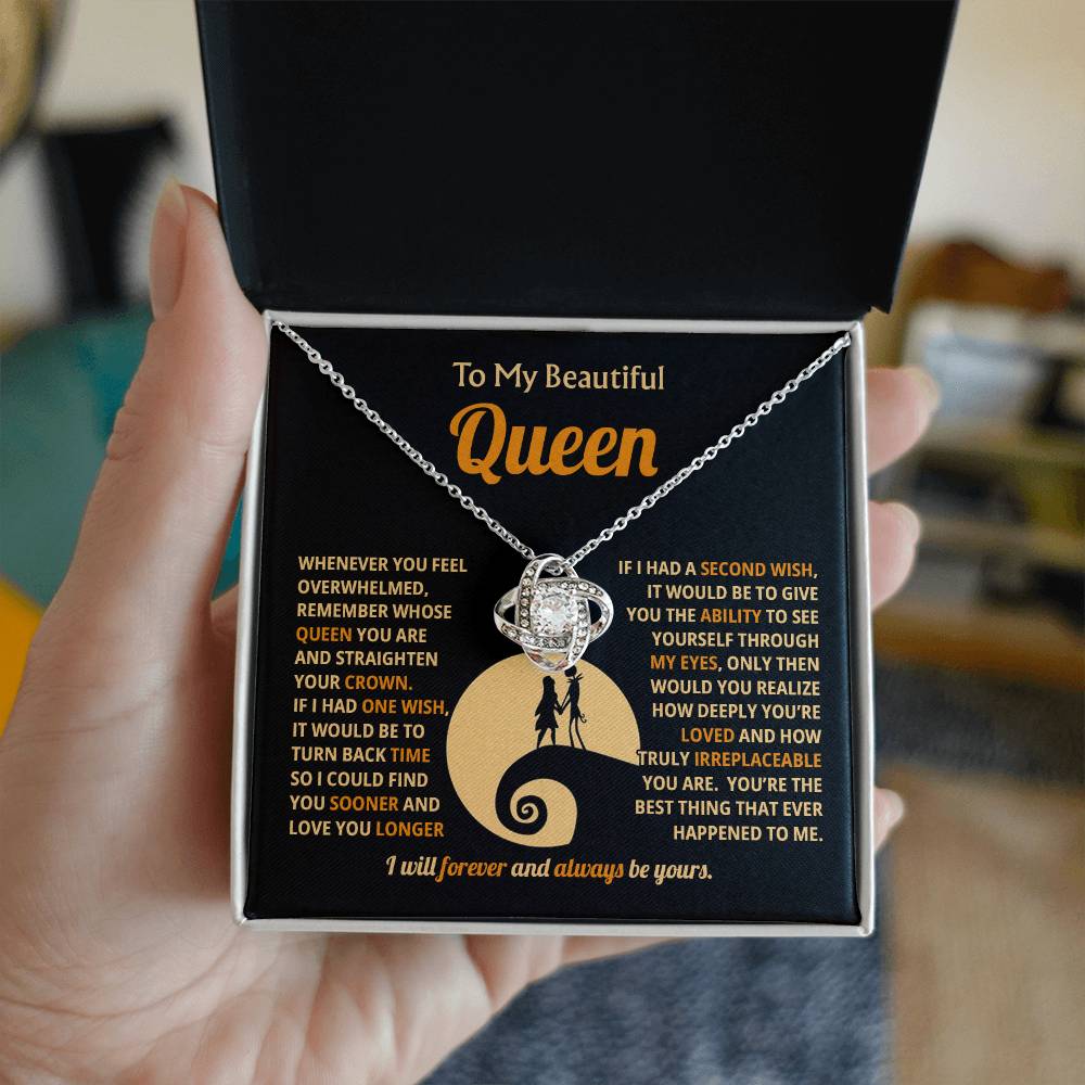 To My Beautiful Queen - You're loved and truly irreplaceable - Love Knot Necklace 91jv4