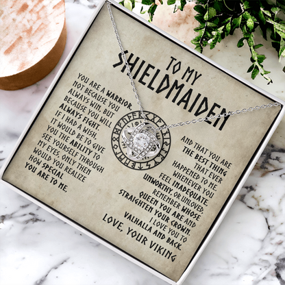 To My Shieldmaiden - Remember Whose Queen You Are - Love Knot Necklace 46