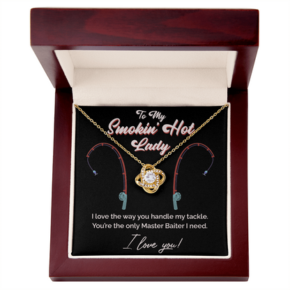 "Master Baiter" Smokin' Hot Lady Love Knot Necklace – Fun Fishing Gift for Her 138