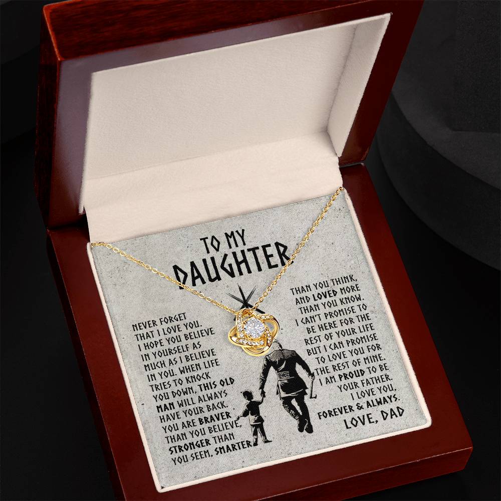 To My Daughter - This Old Man will always have your back - Love Knot Necklace 18