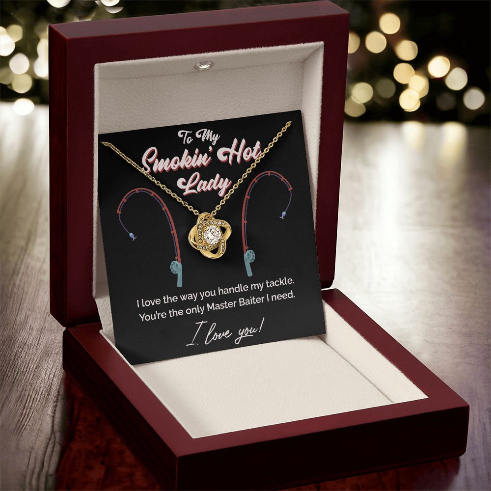 "Master Baiter" Smokin' Hot Lady Love Knot Necklace – Fun Fishing Gift for Her 138