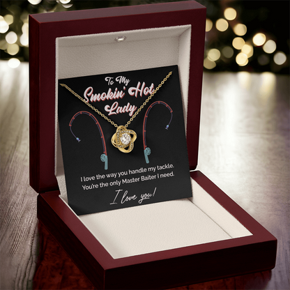 "Master Baiter" Smokin' Hot Lady Love Knot Necklace – Fun Fishing Gift for Her 138