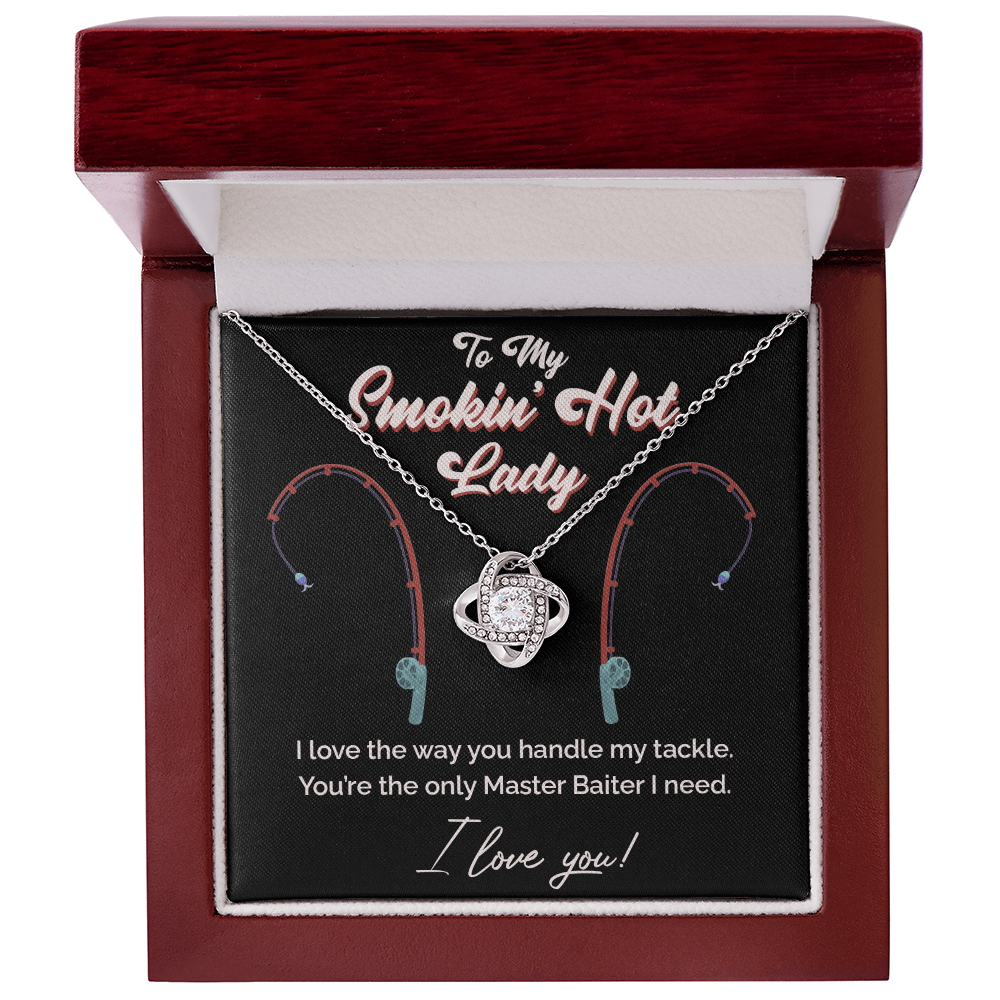 "Master Baiter" Smokin' Hot Lady Love Knot Necklace – Fun Fishing Gift for Her 138