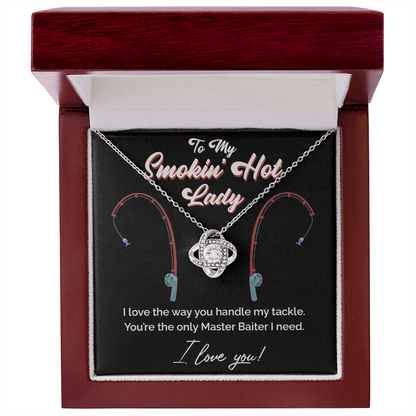 "Master Baiter" Smokin' Hot Lady Love Knot Necklace – Fun Fishing Gift for Her 138