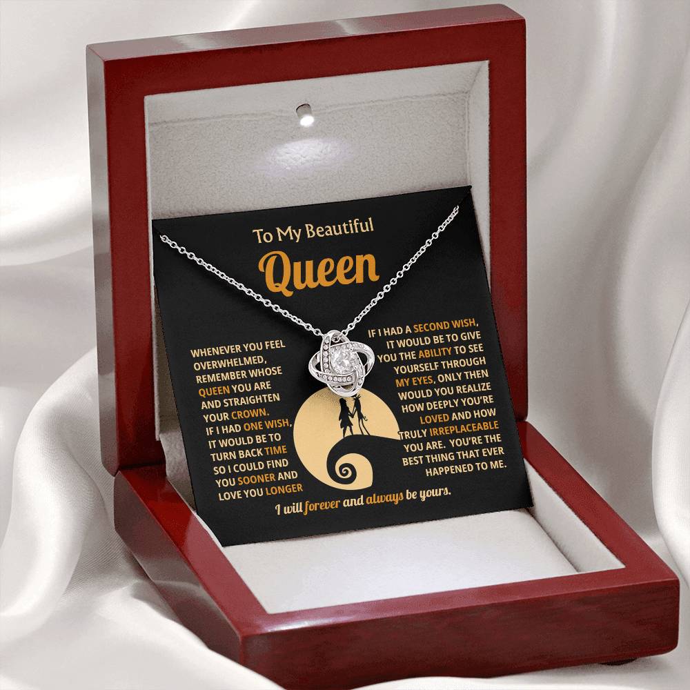 To My Beautiful Queen - You're loved and truly irreplaceable - Love Knot Necklace 91jv4