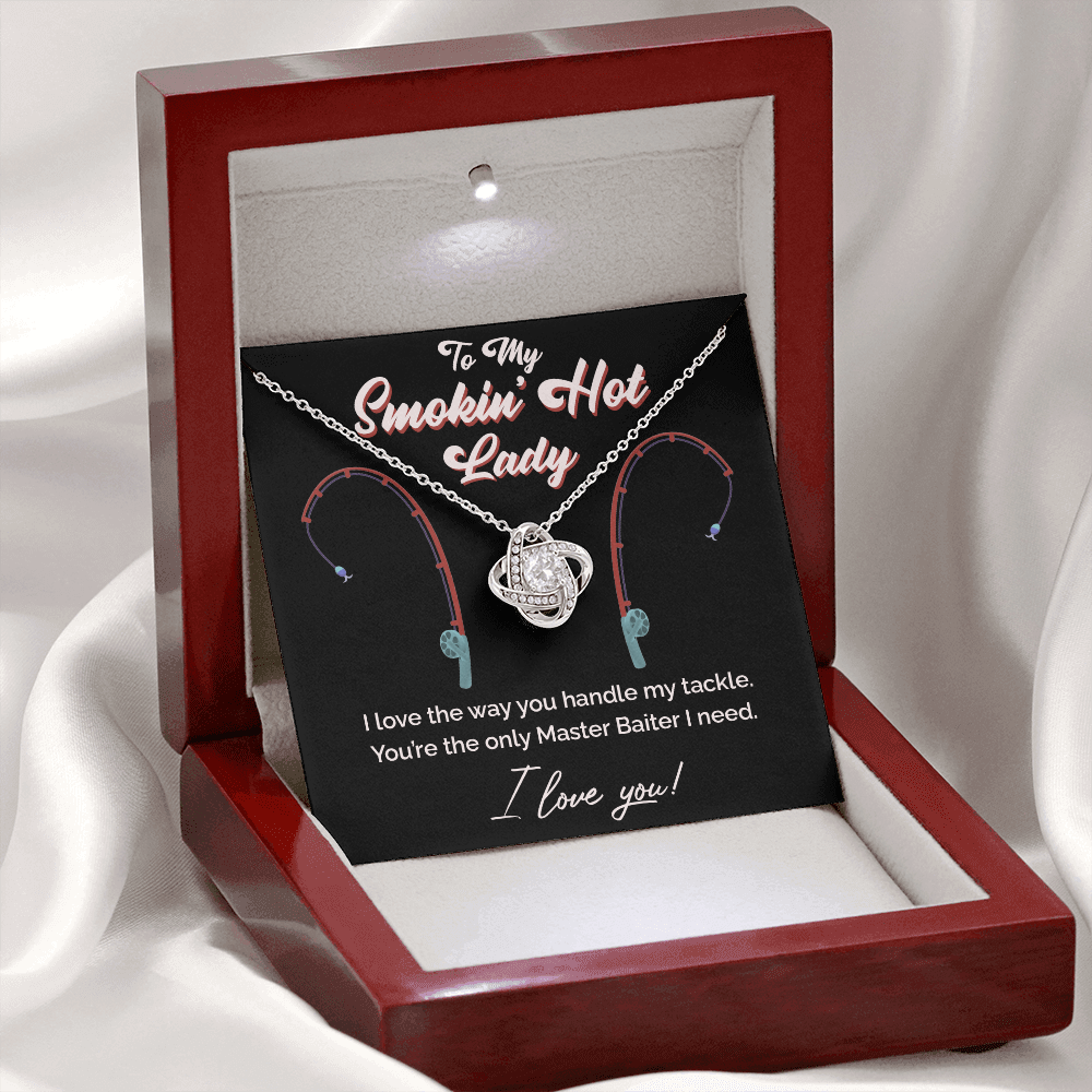 "Master Baiter" Smokin' Hot Lady Love Knot Necklace – Fun Fishing Gift for Her 138
