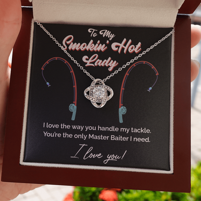"Master Baiter" Smokin' Hot Lady Love Knot Necklace – Fun Fishing Gift for Her 138