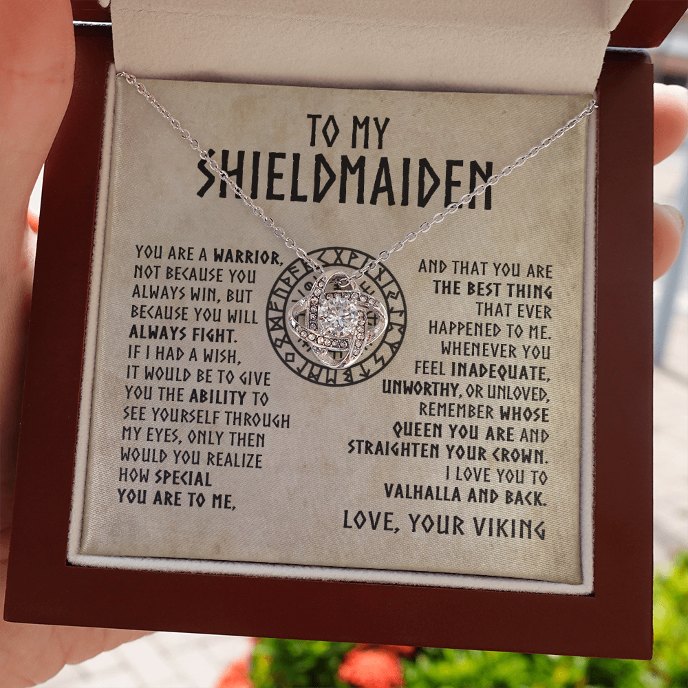 To My Shieldmaiden - Remember Whose Queen You Are - Love Knot Necklace 46