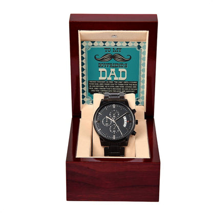 Boyfriend_s Dad-Father Like You-Metal Chronograph Watch Black Chronograph Watch with Mahogany Box
