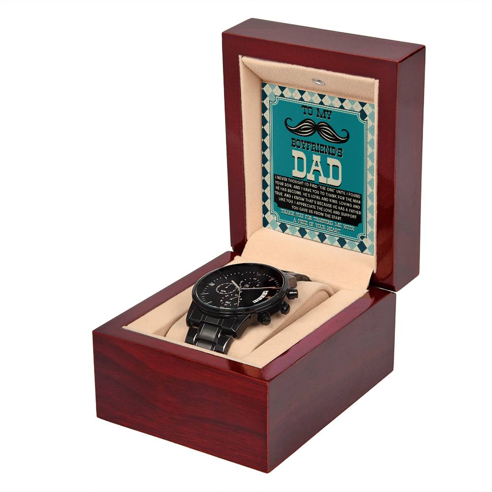 Boyfriend_s Dad-Father Like You-Metal Chronograph Watch Black Chronograph Watch with Mahogany Box