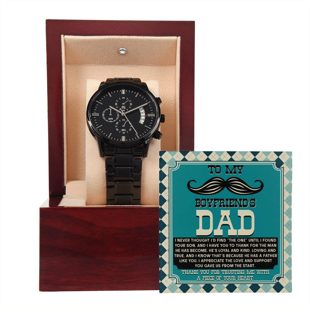 Boyfriend_s Dad-Father Like You-Metal Chronograph Watch Black Chronograph Watch with Mahogany Box