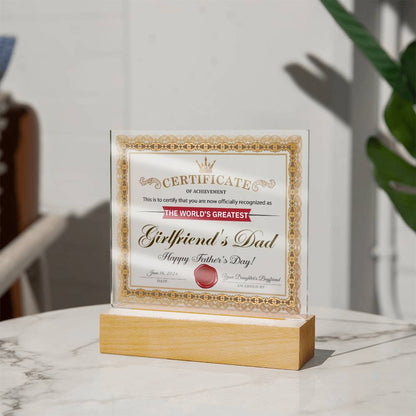 Girlfriend's Dad - Certificate of Achievement - Acrylic Acrylic Plaque